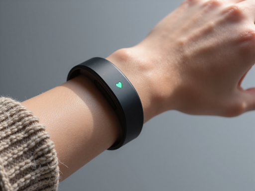 健康监测场景,智能手环显示心率数据,绿色背景,医疗健康概念