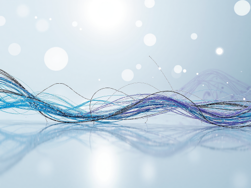 抽象概念图,蓝色线条构成网络结构,代表连接与创新,科技感强